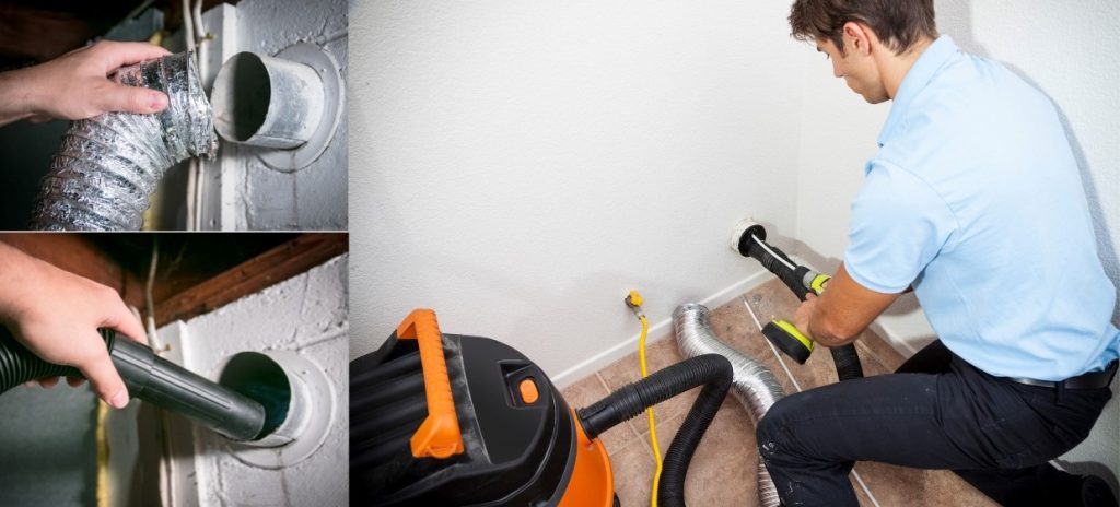Professionals vacuuming the vent