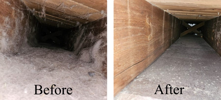 Air Duct before and after cleaning